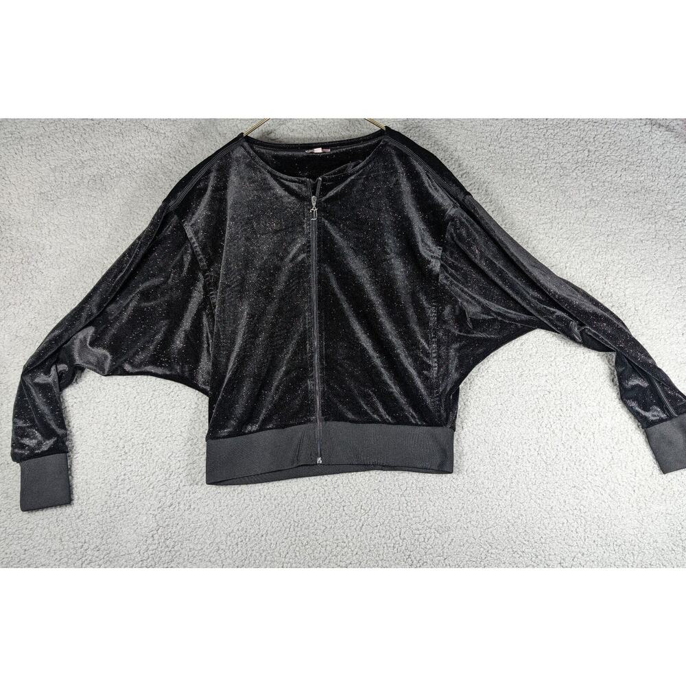 Juicy Couture Top Womens Size Small Black Sparkle Full Zip Crop Top